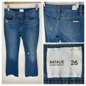 Hudson Natalie Midrise Bootcut Jeans Size 26 Medium Wash‎ Denim Distressed 27x30
